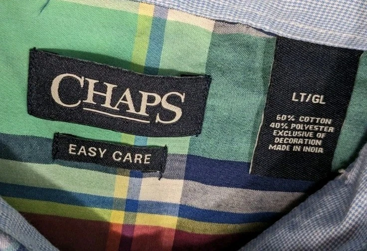 Chaps Easy Care Plaid Shirt Mens LT TALL Button Up Long Sleeve  #120t - Image 2 of 4