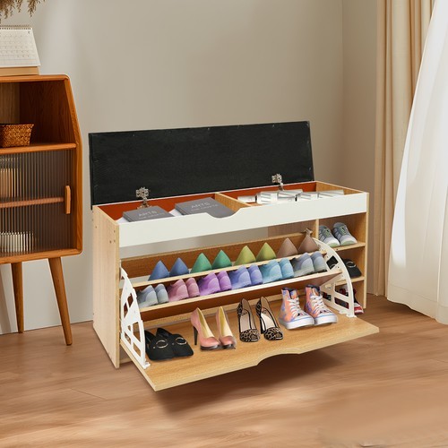 Free Standing Shoe Bench, Shoe Storage Bench with Seat, Shoe Bench