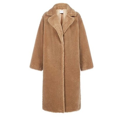 Stand Studio Maria Faux Teddy Long Coat Sand 61122 9040 10500 57551825