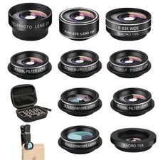 Phone Camera Lens 11 Lenses Phone Lens Kit, Clip on Fisheye/Macro/Wide Angl...