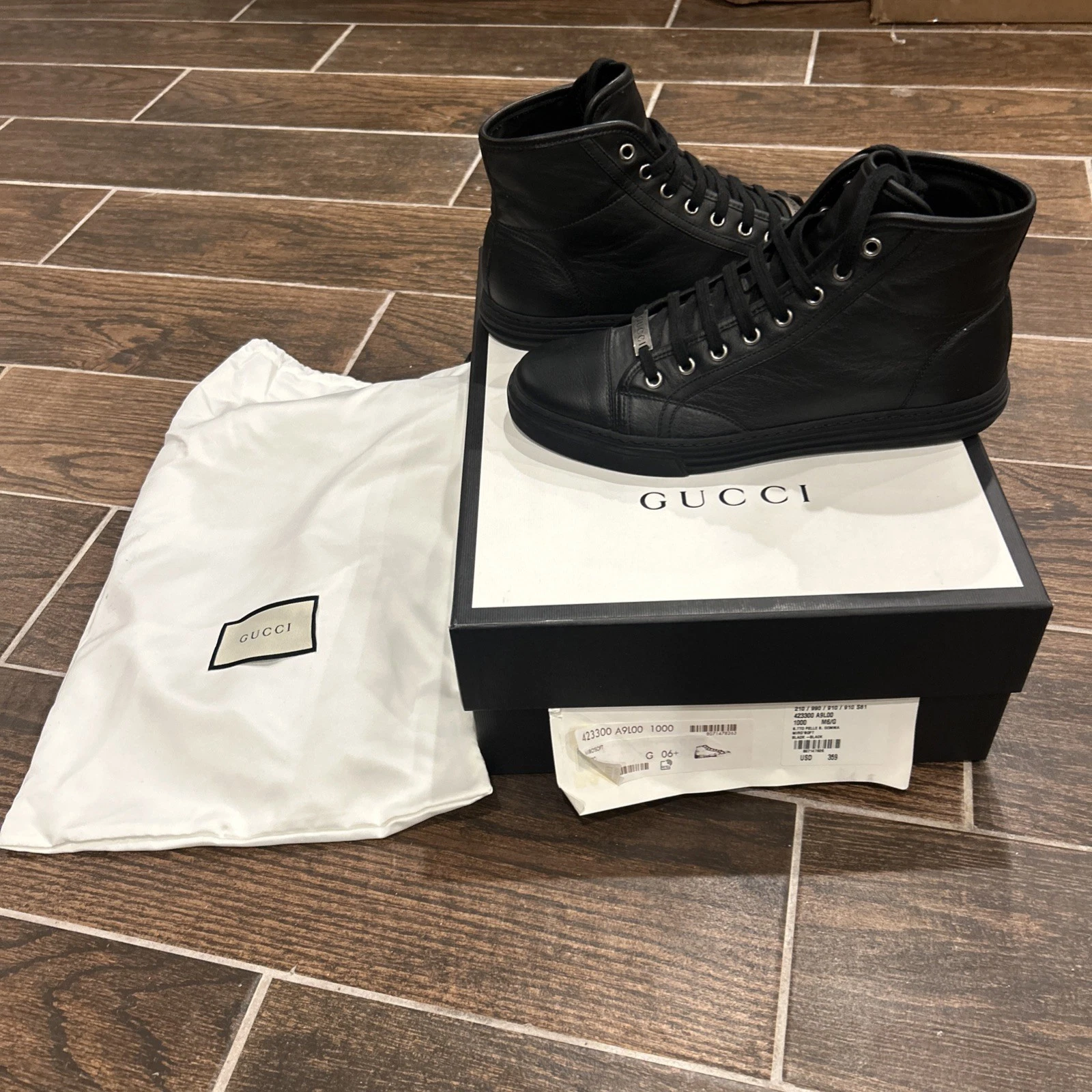 Baskets montantes en cuir noir (Nero) Gucci Miro’soft pointure 6,5 