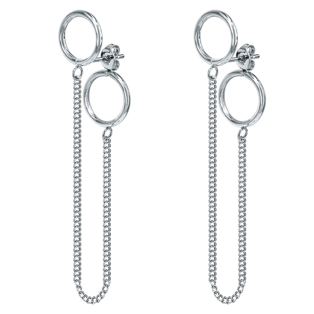 2 Pcs Double Piercing Earrings Chain for Women Pendant Chic Jewelry