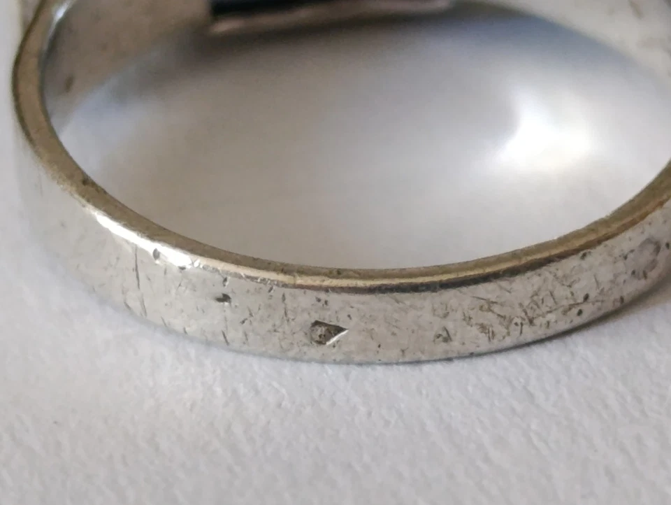 Bague Art Déco Argent Massif & Aigue Marine Taille 57 - 4,7 g Bijoux Vintage  - Photo 4/4