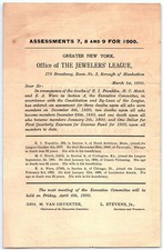 1900 Jewelers League NY assessment & membersh...
