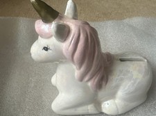 Glass Unicorn Money Box Piggy Bank for Girls Tabletop Decor Child 7”x7”