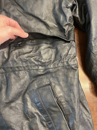 VINTAGE GLOBAL IDENTITY BLACK LEATHER JACKET SIZE XLARGE G-III COAT DOUBLE ZIP - Picture 5 of 15