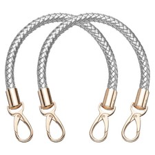 2 Pcs Leather Purse Strap, Braided Purse Replacement, Silver