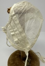 Vintage Antique Off White Sheer Doll Bonnet Hat