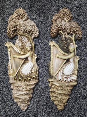 1964 Plaster Relief Wall Hangings Victorian Gardens Universal Statuary Chalkware