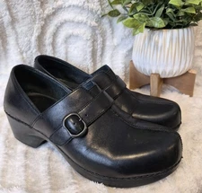 Dansko Tamara Black Leather Clogs Size 10.5 US, 41 EU Comfort Shoe Occupational