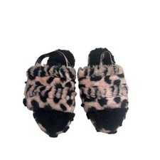 Ugg Fluff Yeah Leopard Slippers Women's Size 5.5 6 Kids 4 Fluffy Pink Black