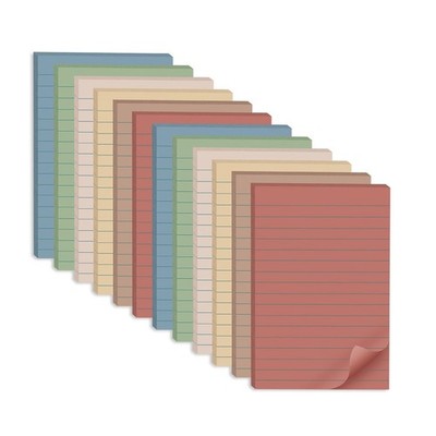 (12 Pack) Lined Sticky Notes 4x6 in,Vintage Large Notepads with Lines | Ruled...
