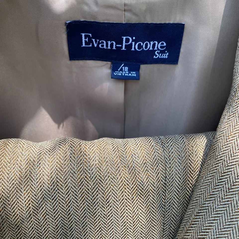 NWT Evan-Picone Pant Suit 18 40" waist Dijon Brown Port Elizabeth Shawl Collar - Image 2 of 4