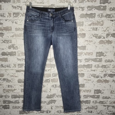 Democracy Jeans Womens 12 Medium Blue Wash Denim Ab Solution Whiskered Straight