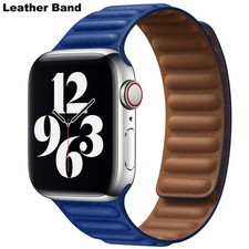 Leather Magnetic Band For Apple Watch Ultra 4/3 49mm Series 12 11 10 9 SE Strap