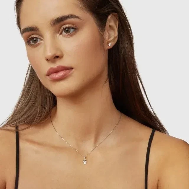 Collar colgante de ángel de plata esterlina con acento de diamantes encanto... - Imagen 2 de 4