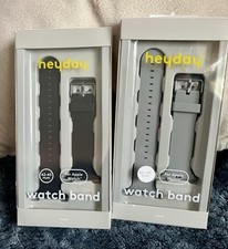 Heyday Apple Watch Band 42/45mm - 1 Black  1 Light Gray Silicone New Unused