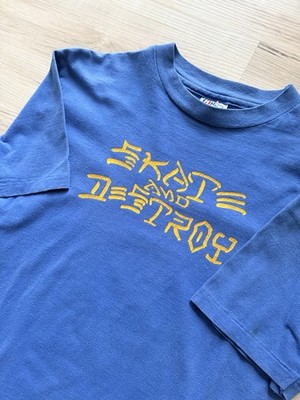Vintage Thrasher Magazine Skateboard  ''Skate And Destroy'' 80s Blue Tee Small