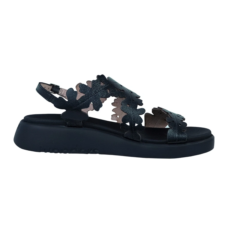 Wonders Mar 51 Damen Sandalen Flach Schwarz Echtleder Komfort C-6551 - Bild 2 von 4