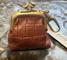 HOBO INTERNATIONAL~RUN~Brandy Animal Leather~Kisslock Purse W/ Dog Clip~NWT!