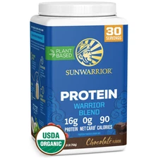 Sunwarrior Warrior Protein Powder Blend, Chocolate 1.65 lb 2-pack (total 3.3 lb)
