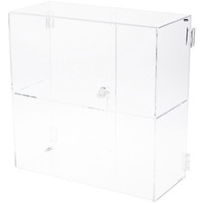 Plymor Clear Acrylic Rectangle Locking Case, 1 Shelf, 16.5" H x 16.25" W x 7" D