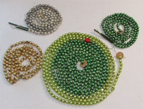 4 VTG Mercury Glass Bead Christmas Garland Chartruese Green Gold 207" x .24" - Picture 2 of 18
