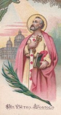 SANTINO HOLY CARD ANTICA IMMAGINI SACRE SAN PIETRO APOSTOLO PREGHIERA 1916