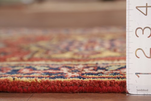 Orange/ Navy Blue Heriz Serapi Indian Accent Rug 2x3 Handmade Geometric Wool Rug - Picture 16 of 17
