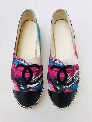 CHANEL MULTICOLOR CANVAS BLACK PATENT LEATHER