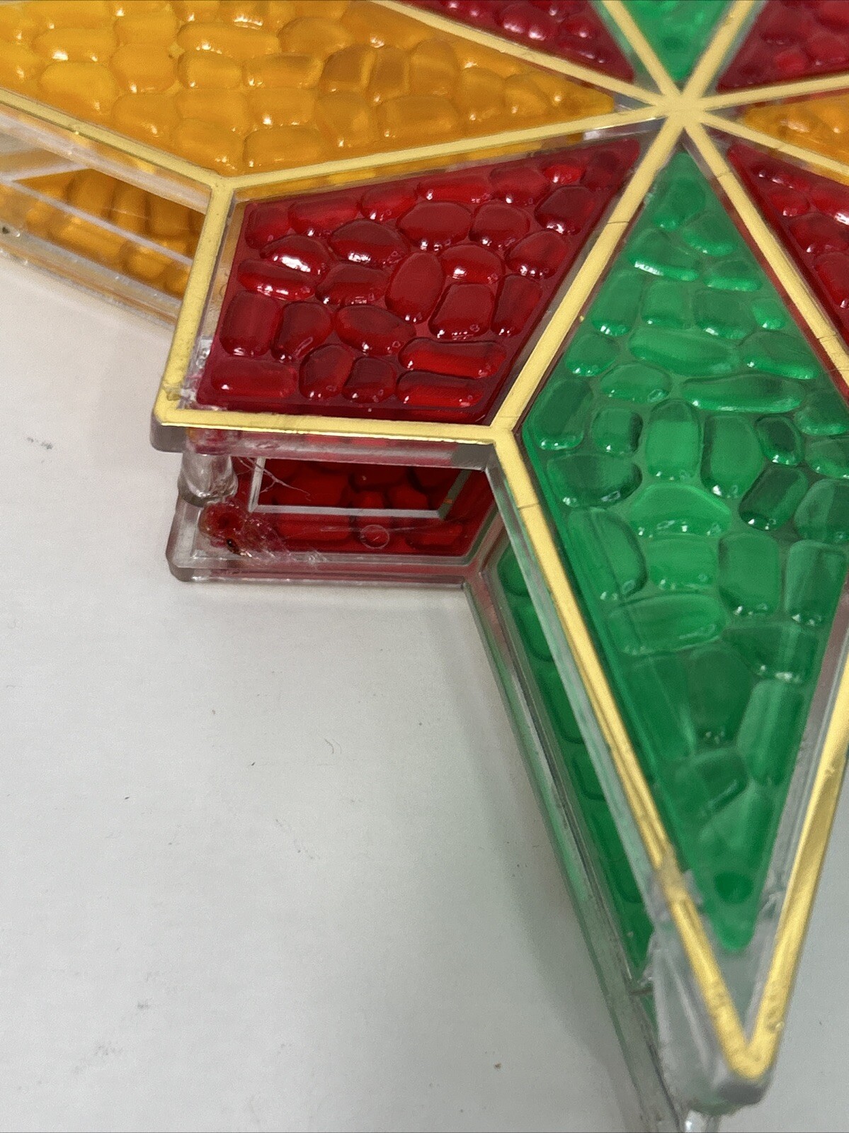 Acrylic Faux Stained Glass Christmas Tree Top Star Topper Multi-Color Light Up