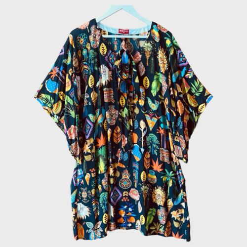 Ruby Yaya Dress Womens XS Multicoloured Oversized Embellished Kaftan Pockets