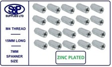 M4 X 15MM THREADED ROD CONNECTOR, DEEP NUT STEEL ZINC PLATED BZP 4mm / M4 