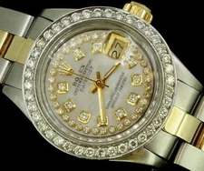 Rolex Lady Datejust Oyster Stainless Gold Diamond Dial Bezel