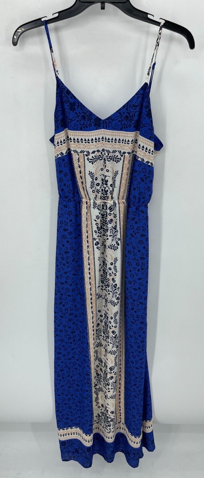 Collective Concepts Maxi Dress Womens XS Blue Boho Print Sleeveless Sundress