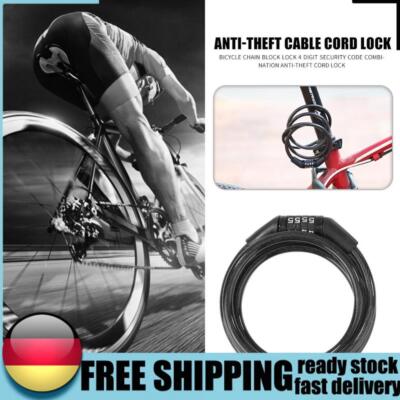110cm Bicycle Chain Block Lock 4 Digit Code Combination Anti-theft Cable Lock