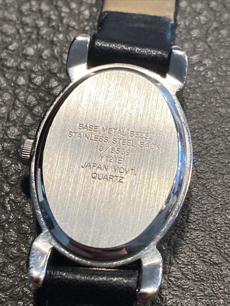 Anne Klein Diamond Watch Womens Silver Tone Oval Black  display picture 3
