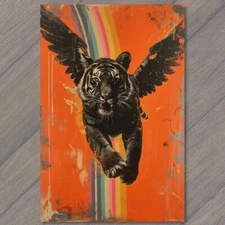 Art Print Tiger Rainbow Winged Black Monster Weird Creepy Scary Unusual Strange