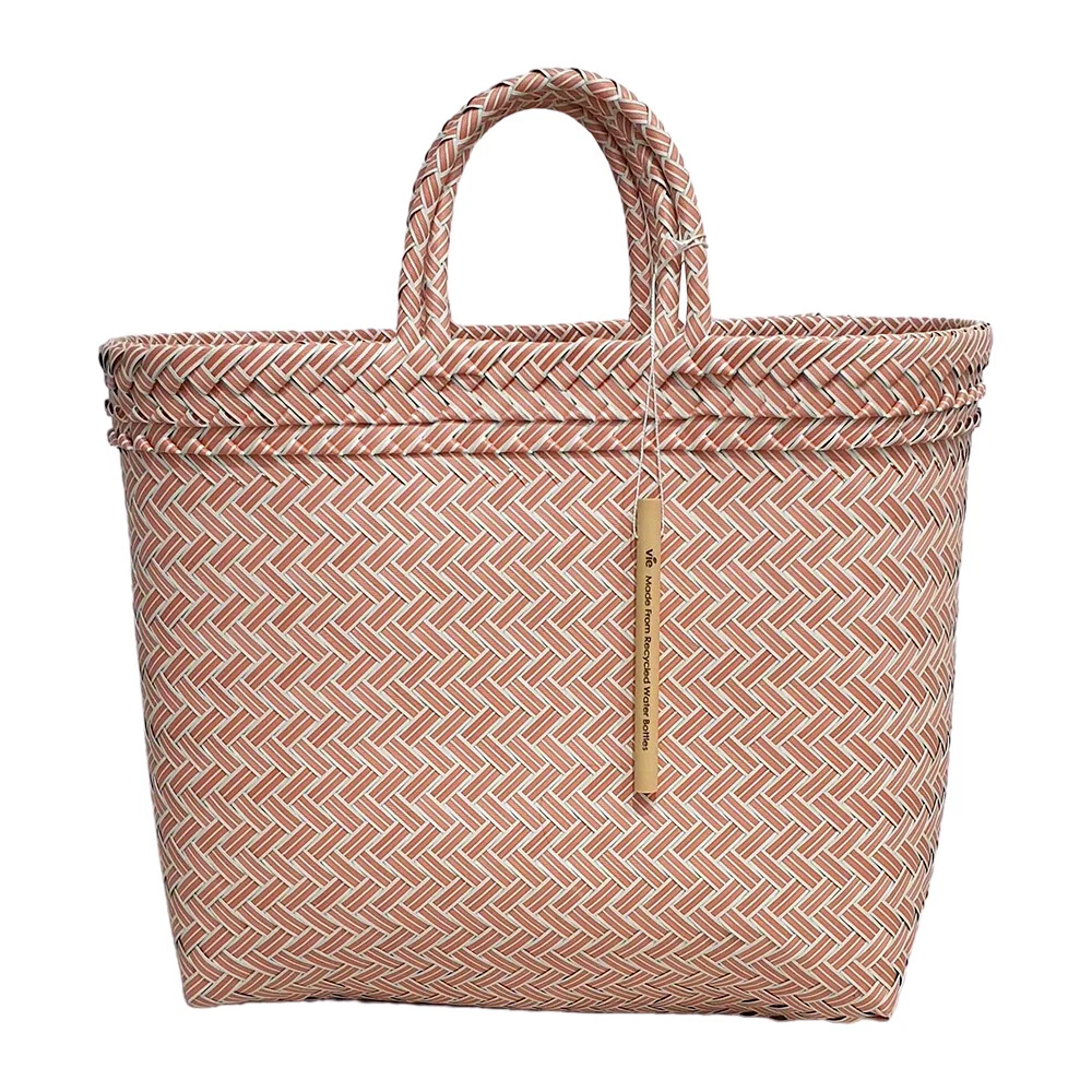 Plastic woven beach best sale tote