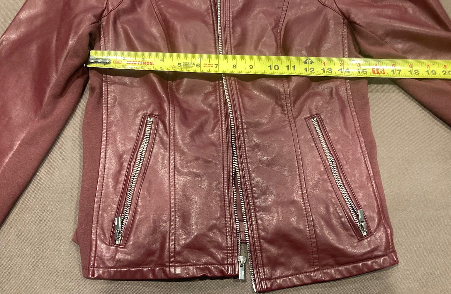 Express Maroon Bomber Jacket Polyurethane Viscose… - image 6