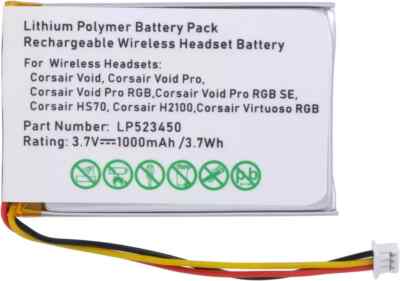LP523450 Replacement Battery for Corsair H2100 HS70 Void Pro RGB Wireless Headse