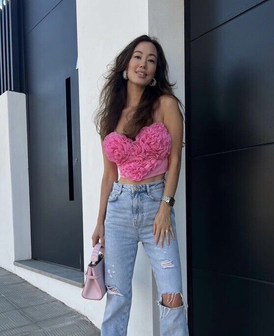 ZARA NWT WOMAN SS24 VOLUMINOUS HEART CROP TOP PINK | 7200 ZARA NWT WOMAN SS24 VOLUMINOUS HEART CROP TOP PINK | 7200
