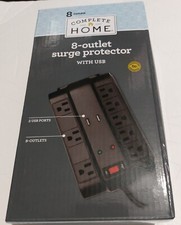 Complete Home 8-outlet surge protector with 2 usb NEW
