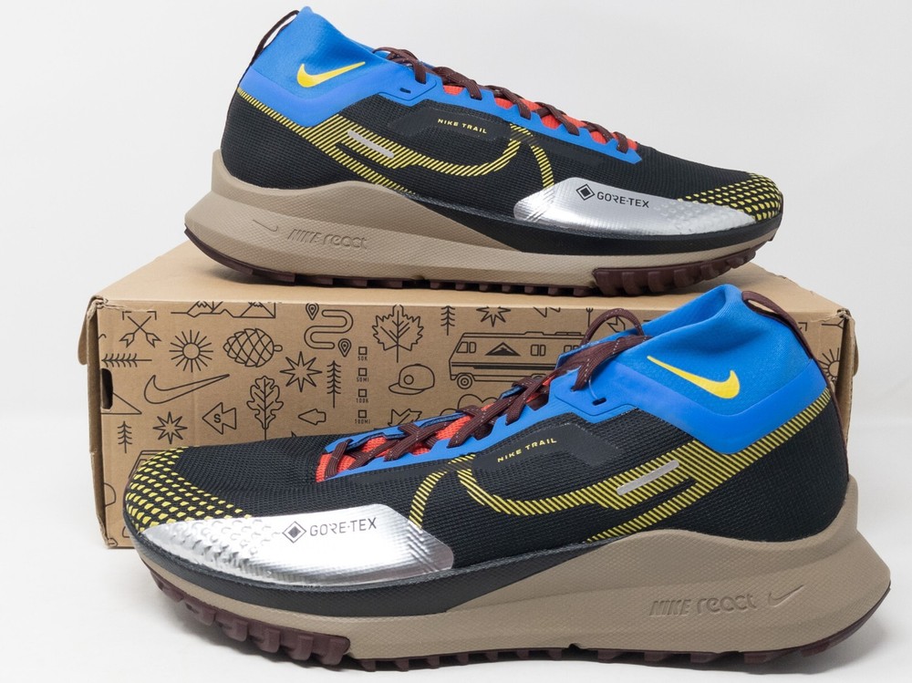 Nike React Pegasus Trail 4 GTX Running Shoes Black Vivid Sulfur DJ7926-003 Men's