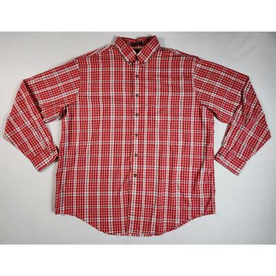 Arrow Sport Plaid Dress Shirt Button Up Long Sleeve Mens Size XL Red
