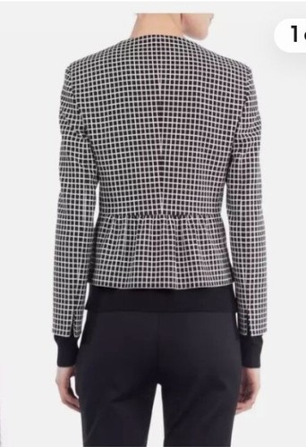 AKRIS PUNTO Womens Black white check windowpane blazer jacket size 8 Tiny Flaw - Picture 2 of 11