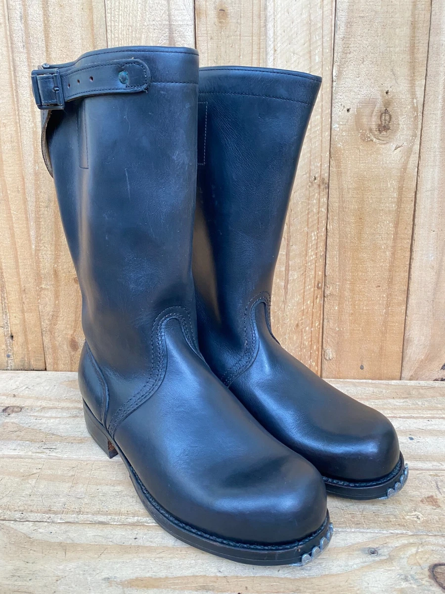 Vtg Black German1960s Knobelbecher Combat Military Biker Boots Sz EUR 40