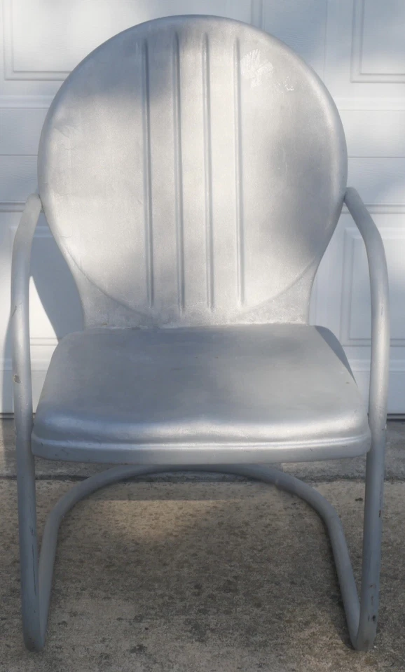 Vintage 1940 Mid Century Modern Shott Balcrank Steel Metal Cantilever Lawn Chair - Image 2 of 4