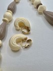 Vintage Cream/Taupe 28” Bead Strand Necklace / Clip Earrings Set — photo 5