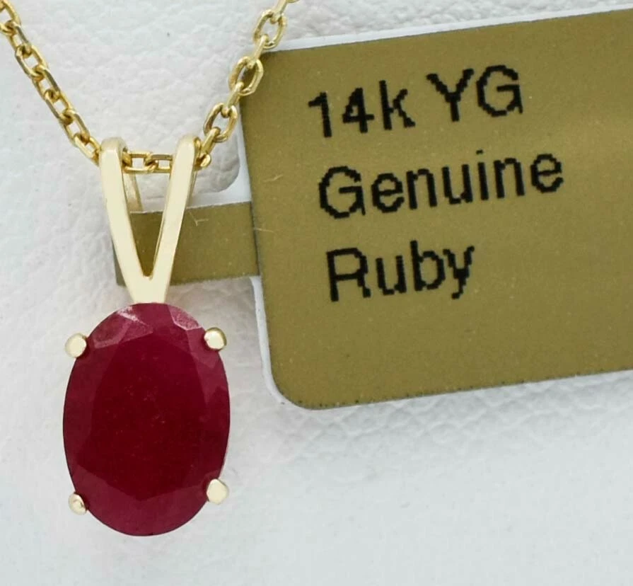 COLGANTE RUBÍ GENUINO 1,35 quilates ORO AMARILLO 14k - Servicio de tasación gratuito - Nuevo con etiquetas Foto 2 de 4